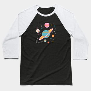 Geometric Space - Pink Baseball T-Shirt